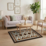 Southwestern Geometric Area Rug Black Rust Ivory