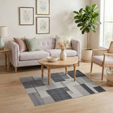 Black and White Modern Black White Geometric Block Rug