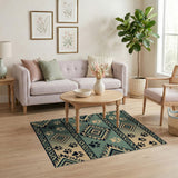 Teal Southwestern Paw Print Area Rug