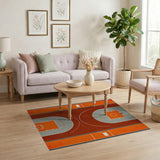 Bold Orange Basketball Court Area Rug