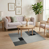 Black and White Monochrome Geometric Block Area Rug