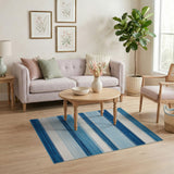 Coastal Blue Gradient Striped Area Rug