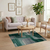 Geometric Modern Green Emerald Green Abstract Geometric Area Rug
