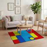 Geometric Modern Vibrant Geometric Multi-Color Block Area Rug
