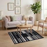 Black and White Geometric Modern Modern Black White Geometric Stripe Area Rug
