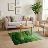 Lush Green Layered Hills Mountains Rug