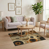 Brown Abstract Circle Area Rug