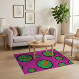Vibrant Pink Abstract Circles Area Rug