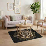 Ornate Golden Rose Mandala Area Rug