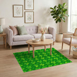 Lucky Green Shamrock Clover Pattern Area Rug