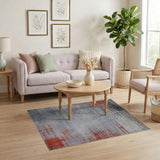 Faded Grey Red Heritage Tribal Area Rug