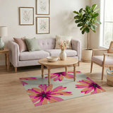 Vibrant Pink Orange Floral Area Rug