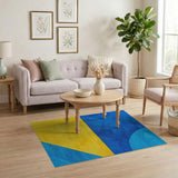 Bold Blue Yellow Geometric Area Rug