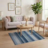 Blue and Teal Blue Striped Geometric Area Rug