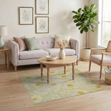 Yellow Dandelion Bee Washable Area Rug