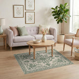 Ornate Sage Green Floral Persian Area Rug