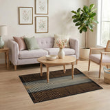 Brown Tan Geometric Dot Stripe Area Rug