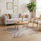 Pink Tree Branches Hummingbirds Area Rug