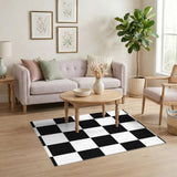 Black White Checkered Washable Area Rug