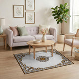 Ornate Gold Mandala Persian Area Rug