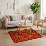 Red Red Heritage Tribal Swirl Area Rug