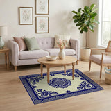 Traditional Persian Blue and Teal Navy Blue Mandala Persian Area Rug