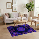 Purple Blue Mandala Traditional Persian Area Rug