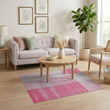 Pink Modern Pink Grid Stripe Area Rug