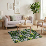 Surreal Yellow Birds Green Foliage Area Rug
