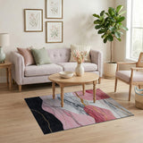 Abstract Pink Marble Gold Area Rug
