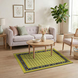 Vibrant Yellow Persian Border Area Rug