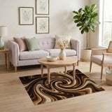 Swirling Brown Marble Abstract Area Rug