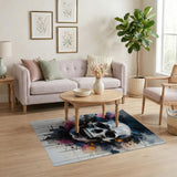 Explosive Splatter Skull Abstract Area Rug