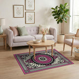 Pink Pink Floral Medallion Persian Rug