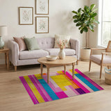 Multi-color and Patterns Vibrant Geometric Multi-Color Block Area Rug
