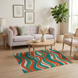 Multi-color and Patterns Abstract Area Vibrant Wavy Abstract Area Rug