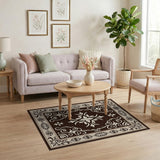 Ornate Chocolate Brown Persian Medallion Rug