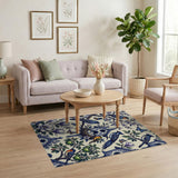 Whimsical Birds Birdhouses Floral Area Rug
