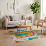 Rainbow Arch Clouds Stars Kids Rug
