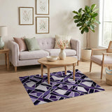 Purple Purple Geometric Mosaic Area Rug