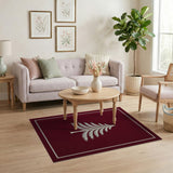 White Christmas Tree Silhouette on Deep Red Area Rug