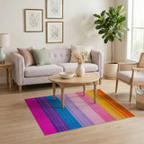 Geometric Modern Horizontal Stripe Vibrant Multi-Color Horizontal Stripe Area Rug
