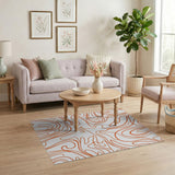 Orange Wavy Lines Abstract Area Rug