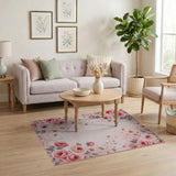 Pink Blush Pink Rose Floral Vintage Rug