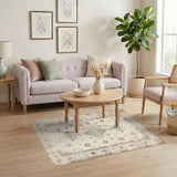 Distressed Beige Medallion Area Rug