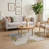Ornate Gold Floral Beige Area Rug