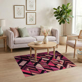 Geometric Modern Pink Vibrant Pink Geometric Area Rug