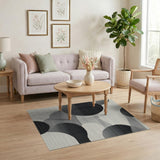 Black and White Abstract Overlapping Circles Black White Area Rug
