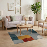 Abstract Geometric Teal Multi-Color Area Rug