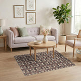 Distressed Red Star Checkered Area Rug